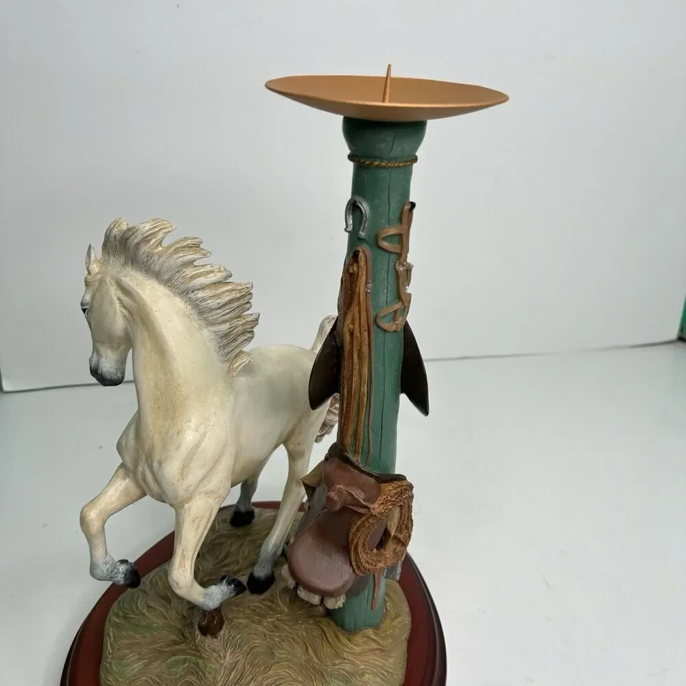 Danbury Mint Noble White Stallion Candlestick Holder By Gianni Benveuti